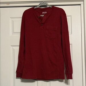 Duluth Trading Co Men's Burgundy Long Sleeve Henley